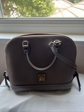 Dooney & Bourke Gray Dome Satchel with Gold Hardware